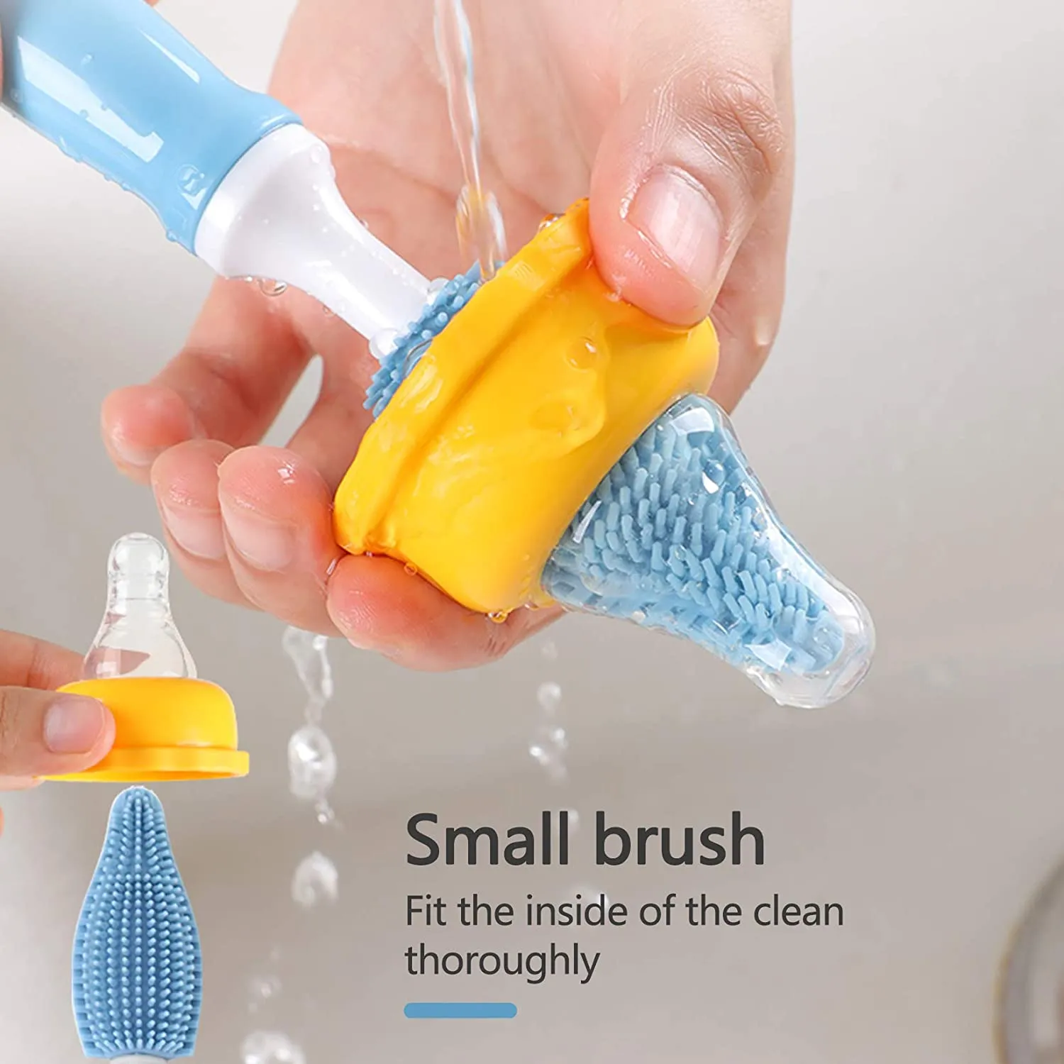 2pcs Baby Silicone Bottle Brushes 360 Degree Rotation Nipple Cleaning Brush(Image3)