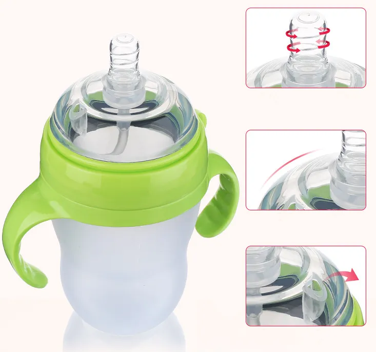 Custom Design Professional BPA Free Silicone Baby Feeding Bottle