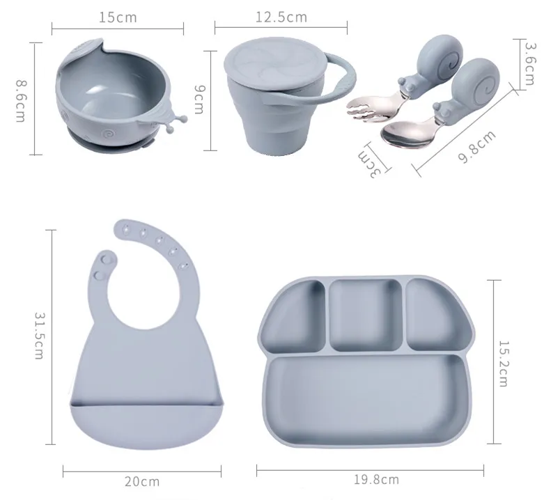 Feeding 5 Pieces Silicone Baby Training Feeding Set(Image2)